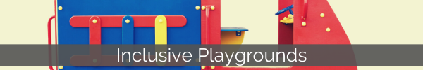 Image of colorful playground equipment. Links to Inclusive Playgrounds page.